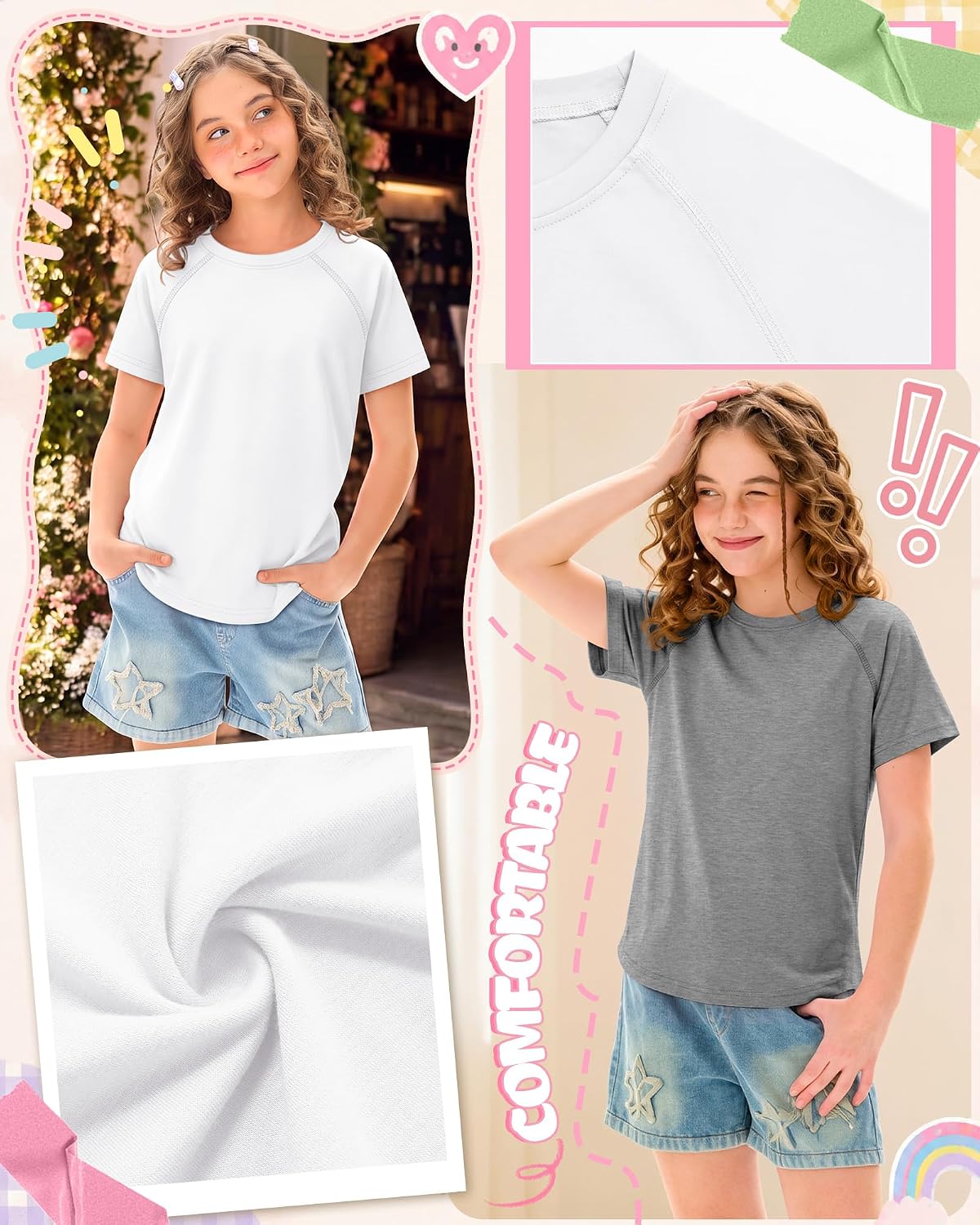 Girls’ Short Sleeve Shirts, 4 Pack - Image 4