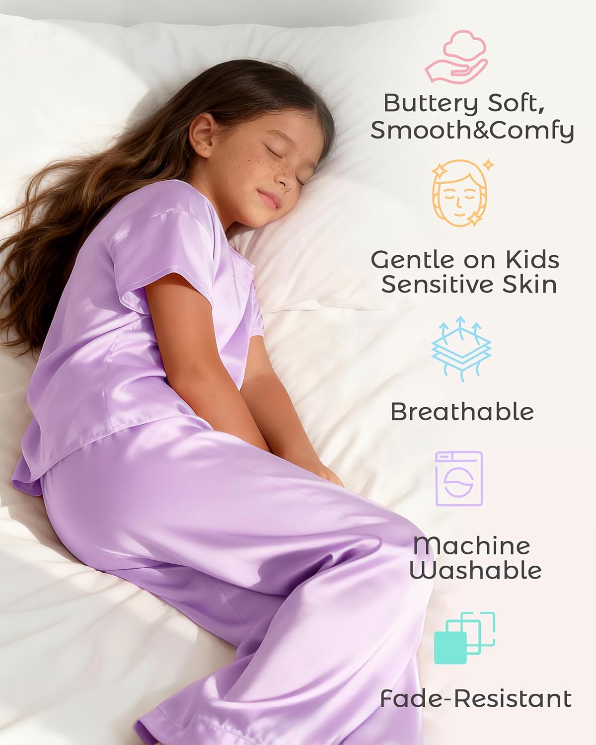 Silky Girls Pyjama Set with Wide-Leg Pants - Image 6