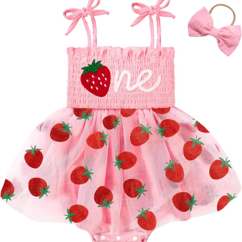 Baby Girl 1st Birthday Romper Dress