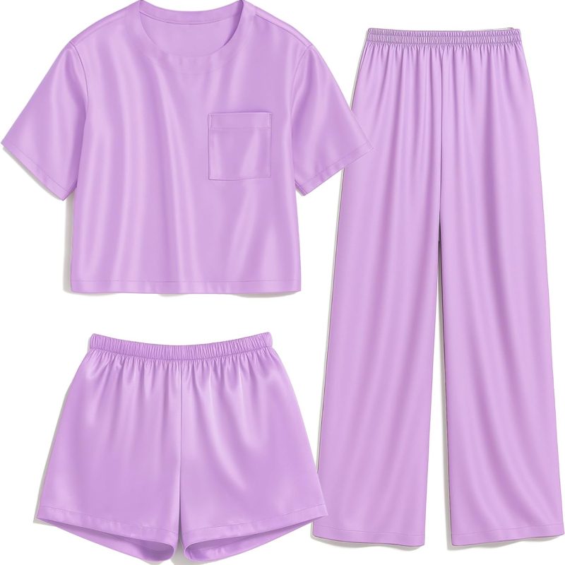 Silky Girls Pyjama Set with Wide-Leg Pants