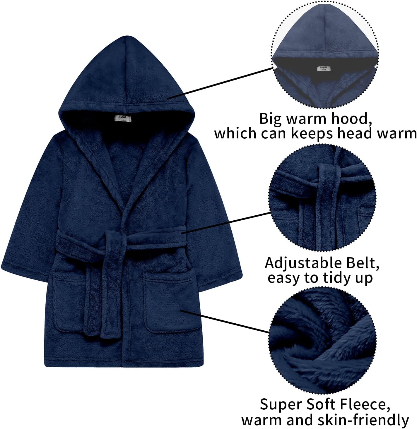 Boys Hooded Fleece Robe - Image 5