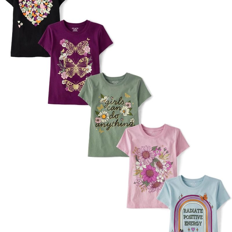 Girls' Graphic T-Shirts (5-Pack)