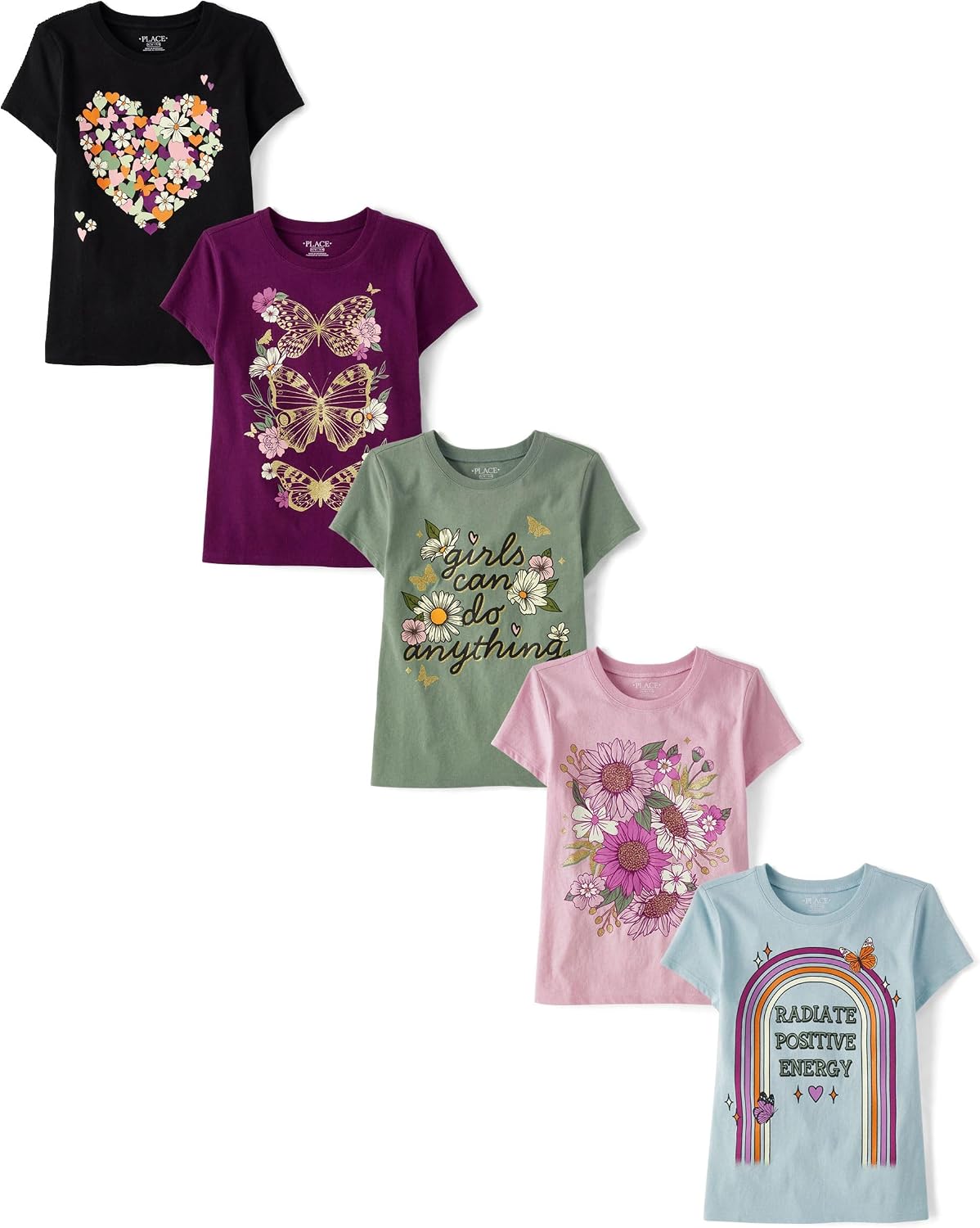 Girls' Graphic T-Shirts (5-Pack)