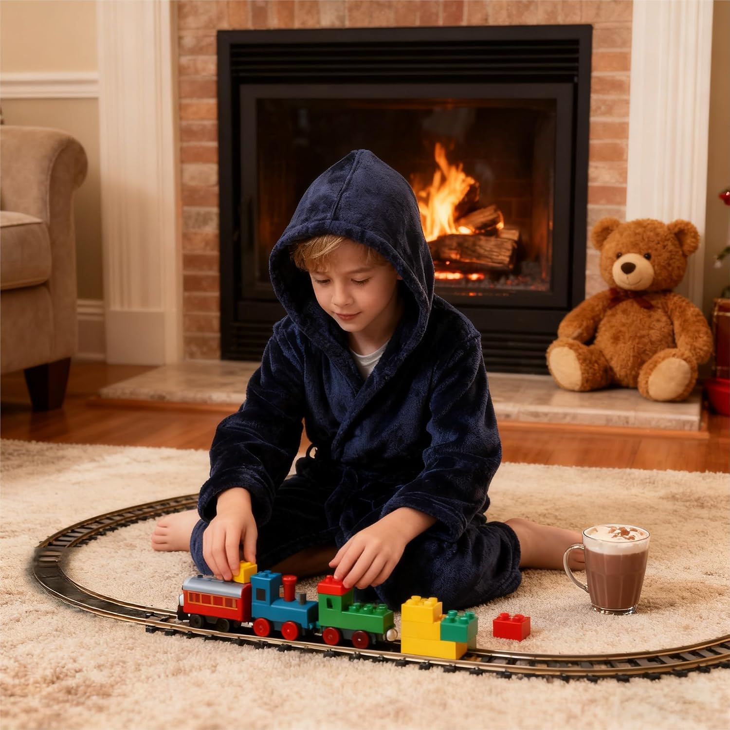 Boys Hooded Fleece Robe - Image 2